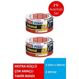Tesa 25 mm x 50 mt Beyaz 2 Adet Extra Power Universal Duct Bant