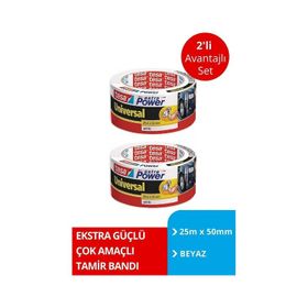 Tesa 25 mm x 50 mt Beyaz 2 Adet Extra Power Universal Duct Bant