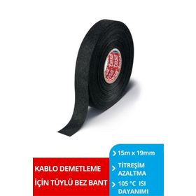 Tesa 51609 15 mm x 19 mt Siyah Polyester Tüylü Bez Bant