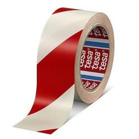 Tesa 60760 Kırmızı/Beyaz Çizgili 50mmx33m Yer İşaretleme İkaz Bandı