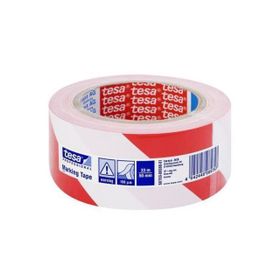 Tesa 60760 Kırmızı/Beyaz Çizgili 50mmx33m Yer İşaretleme İkaz Bandı