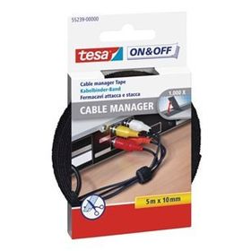 Tesa On&Off 5 mt 10 mm Siyah Kablo Organizatörü