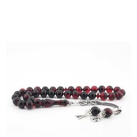 Tesbihane 925 Ayar Gümüş Püsküllü Kişiye Özel Harf Yazılı Sarı Ateş Kehribar Tesbih