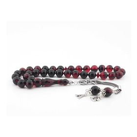 Tesbihane 925 Ayar Gümüş Püsküllü Kişiye Özel Harf Yazılı Sarı Ateş Kehribar Tesbih