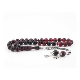 Tesbihane 925 Ayar Gümüş Püsküllü Kişiye Özel Harf Yazılı Sarı Ateş Kehribar Tesbih