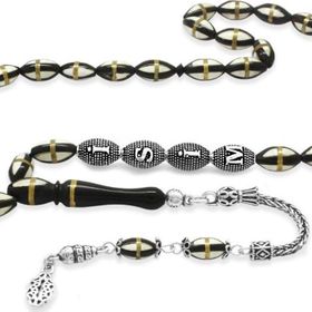 Tesbihane 925 Ayar Gümüş Püsküllü Pirinç Sarmal Arpa Kesim Gümüş İsim Yazılı Beyaz Mine Dolgulu Kuka Tesbih