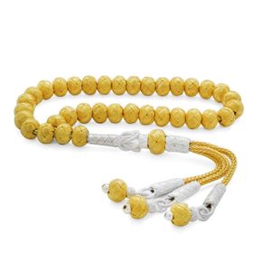 Tesbihane El İşçiliği Küre Kesim Gold-Silver Mini Boy 1000 Ayar Gümüş Kazaz Tesbih