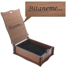 Tesbihane Kahverengi Özel Mesaj Yazılı Ahşap Takı Seti Kutusu