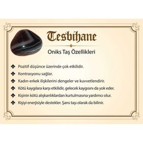 Tesbihane Kararmaz Metal Ayyıldız Püsküllü Küre Kesim Oniks Doğaltaş Siyah Tesbih