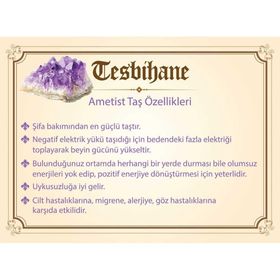 Tesbihane Kararmaz Metal Buğday Püsküllü Küre Kesim Ametist Doğaltaş Mor Tesbih