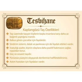Tesbihane Kararmaz Metal Püsküllü Küre Kesim Kaplangözü Doğaltaş Tesbih