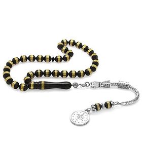 Tesbihane Kararmaz Metal Püsküllü Pirinç Sarmal Silindir Kesim Fırınlanmış Kuka Tesbih