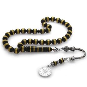 Tesbihane Kararmaz Metal Püsküllü Pirinç Sarmal Silindir Kesim Fırınlanmış Kuka Tesbih