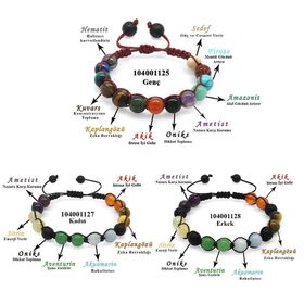 Tesbihane Makrome Örgülü Küre Kesim Multicolor Doğaltaş Kombinli Genç Başarı Bilekliği