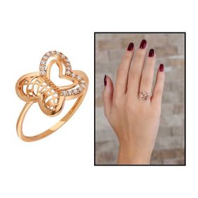 Tesbihane Zirkon Taşlı Kelebek Tasarım Rose Renk 925 Ayar Gümüş Kadın Yüzük