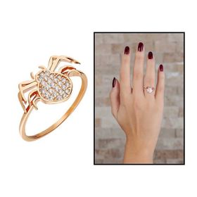 Tesbihane Zirkon Taşlı Spider Tasarım Rose Renk 925 Ayar Gümüş Kadın Yüzük