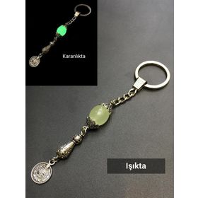 Tesbihkenti Karanlıkta Parlayan Kedi Gözü Anahtarlık
