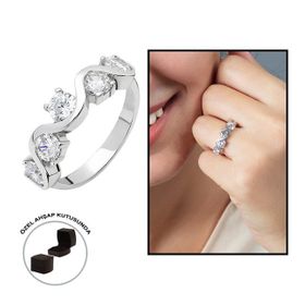 Tesbihname Starlight Diamond Pırlanta Montür Asimetrik 925 Ayar Gümüş Kadın Beştaş Yüzük