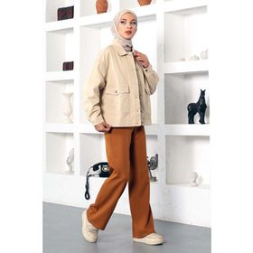 Tesettür Dünyası TSD221110 Taba Kemerli Bol Paça Pantolon