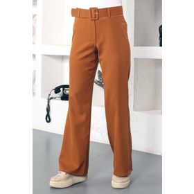 Tesettür Dünyası TSD221110 Taba Kemerli Bol Paça Pantolon