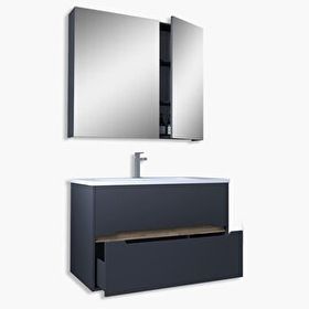 Teta Antrasit Madrıd 65 cm Mdf Banyo Dolabı Seti