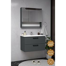 Teta Batum 65 cm Antrasit Mdf Banyo Dolabı Seti