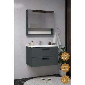 Teta Batum 65 cm Antrasit Mdf Banyo Dolabı Seti