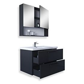 Teta Batum 65 cm Antrasit Mdf Banyo Dolabı Seti