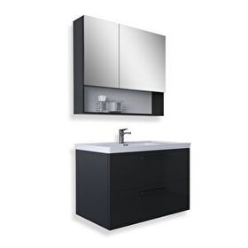Teta Batum 80 cm Antrasit Mdf Banyo Dolabı Seti