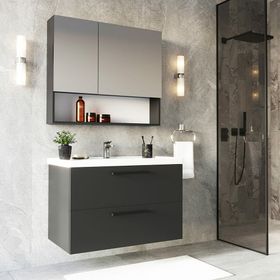 Teta Batum 80 cm Antrasit Mdf Banyo Dolabı Seti