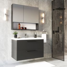 Teta Batum 80 cm Antrasit Mdf Banyo Dolabı Seti