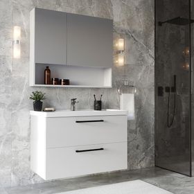 Teta Batum 80 cm Beyaz Mdf Banyo Dolabı Seti