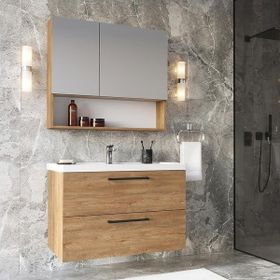 Teta Batum 80 cm Beyaz Mdf Banyo Dolabı Seti