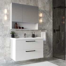 Teta Batum 80 cm Beyaz Mdf Banyo Dolabı Seti