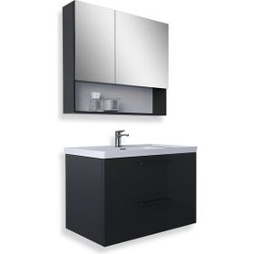 Teta Home Batum 65 cm Antrasit MDF Banyo Lavabolu Alt Dolap