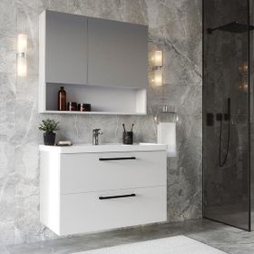 Teta Home Batum 65 cm Mdf Parlak Beyaz Banyo Dolabı Seti