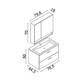 Teta Home Batum 80 cm Kahve MDF Banyo Dolabı Seti