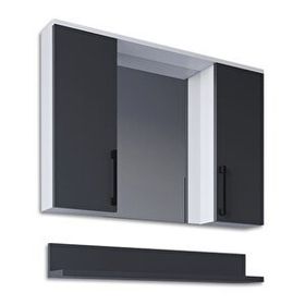 Teta Home Eko 80 cm Antrasit Beyaz MDF Aynalı Banyo Üst Dolabı
