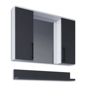 Teta Home Eko 80 cm Antrasit Beyaz MDF Aynalı Banyo Üst Dolabı