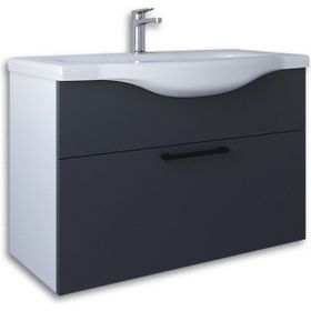 Teta Home Eko 80 cm Antrasit Beyaz MDF Lavabolu Banyo Alt Dolabı