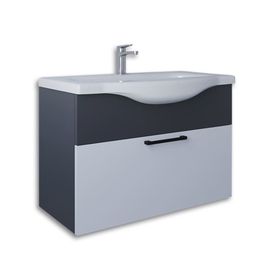 Teta Home Eko 80 cm Antrasit Beyaz MDF Lavabolu Banyo Alt Dolabı