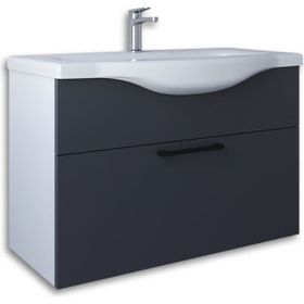 Teta Home Eko 80 cm Antrasit Beyaz MDF Lavabolu Banyo Alt Dolabı