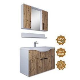 Teta Home Eko 80 cm Atlantik Çam-Beyaz MDF Banyo Dolabı Seti