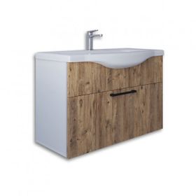 Teta Home Eko 80 cm Atlantik Çam Beyaz MDF Lavabolu Banyo Alt Dolabı