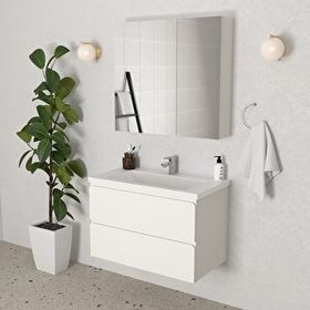 Teta Home Granada 65 cm Mdf Gövde Membran Beyaz Kapak Banyo Dolabı Seti