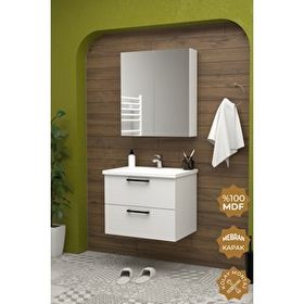 Teta Home Havana 65 cm Mdf Gövde Membran Beyaz Kapak Banyo Dolabı Seti