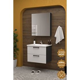 Teta Home Havana 65 cm Mdf Gövde Membran Kapak Antrasit Banyo Dolabı Seti