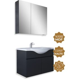 Teta Home Kahire 65 cm Antrasit MDF Banyo Dolabı Seti