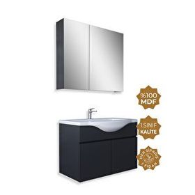 Teta Home Kahire 65 cm Antrasit MDF Banyo Dolabı Seti