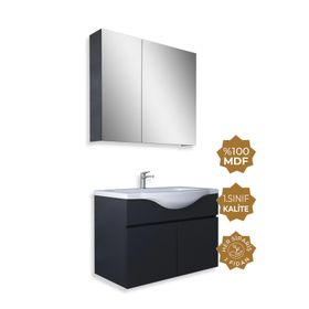 Teta Home Kahire 65 cm Antrasit MDF Banyo Dolabı Seti